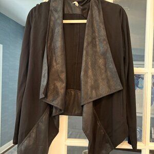 Cabi Black owens faux leather drapey jacket size S